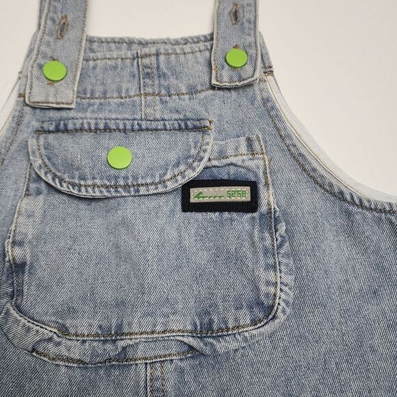 Girls Printed Hearts Blue Denim Jean Overall Pants NEW Size 6-7 - Picture 4 of 8